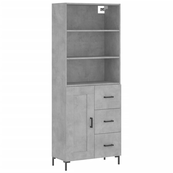 vidaXL Buffet haut Gris béton 69 5x34x180 cm Bois d'ingénierie
