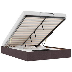 vidaXL Cadre de lit ottoman sans matelas marron foncé 140x190 cm tissu