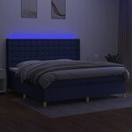 vidaXL Sommier à lattes de lit matelas et LED Bleu 200x200 cm Tissu