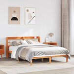 vidaXL Cadre de lit et tête de lit sans matelas cire marron 135x190 cm