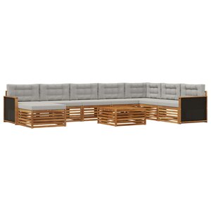 vidaXL Ensemble de canapés d'extérieur 9 pc Naturel et gris clair