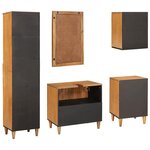 vidaXL Ensemble de mobilier de salle de bain avec tiroir 5 Pièces Marron