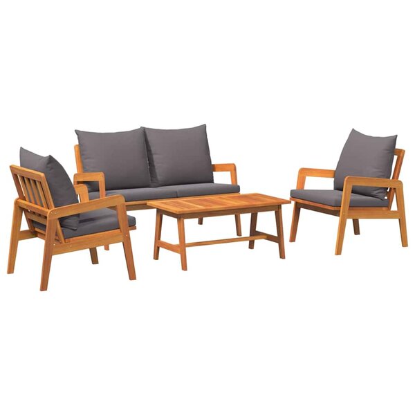 vidaXL Ensemble bistrot avec coussin 4 Pièces Marron Bois d'Acacia Massif