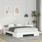vidaXL Cadre de lit surélevé avec stockage Blanc Bois massif en pin