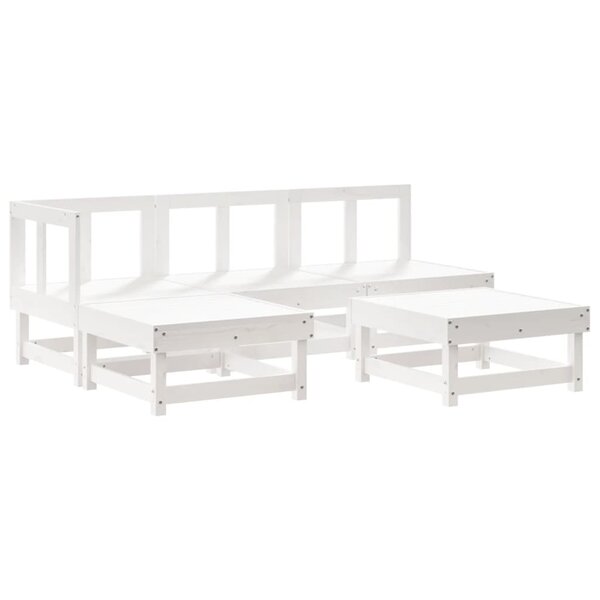 vidaXL Salon de jardin 5 Pièces blanc bois massif de pin