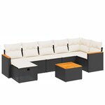 vidaXL Salon de jardin 8 Pièces avec coussins noir résine tressée
