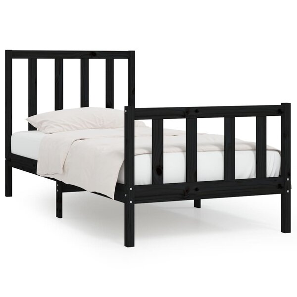 vidaXL Cadre de lit sans matelas noir 100x200 cm bois massif