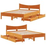 vidaXL Cadre de lit avec tiroirs cire marron 140x200cm bois pin massif