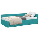 vidaXL Cadre de lit d'angle avec tête de lit Turquoise 80 cm x 200 cm