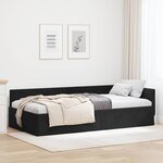 vidaXL Cadre de lit d'angle avec tête de lit Noir 90 cm x 200 cm