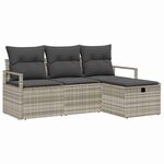 vidaXL Ensemble de canapé de jardin 4 Pièces Gris clair 175 x 117 x 85 cm