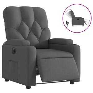 vidaXL Fauteuil inclinable électrique Gris foncé Tissu