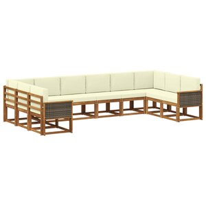 vidaXL Ensemble de canapés d'extérieur 10 pc Naturel et Crème