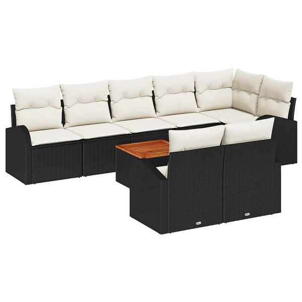 vidaXL Ensemble de canapé de jardin 9 Pièces Noir  blanc
