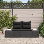 vidaXL Canapé de jardin 2 places avec rangement et coussins noir en rotin synthétique