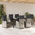 vidaXL Ensemble de salle à manger de jardin de 7 pièces avec coussins Gris clair Poly Rattan