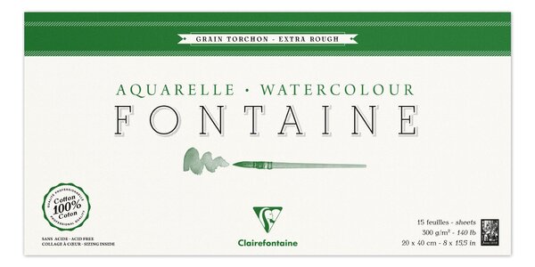 Bloc Fontaine 15F Torchon 20x40 300g encollé 4 côtés CLAIREFONTAINE