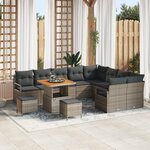 Ensemble de canapé de jardin vidaXL 12 pièces avec coussins gris en poly rotin acacia