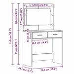 vidaXL Coiffeuse Chêne noir 78.5 x 41 x 135 cm Bois d'ingénierie