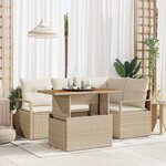 vidaXL Ensemble de salle à manger pour jardin 5 Pièces Beige et crème
