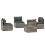 vidaXL Canapés centraux de jardin 4 Pièces Gris 57x57x56 cm Poly rotin