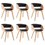 vidaXL Chaises à manger lot de 6 noir bois courbé et similicuir