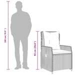 vidaXL Ensemble à manger de jardin et coussins 9 Pièces marron poly rotin