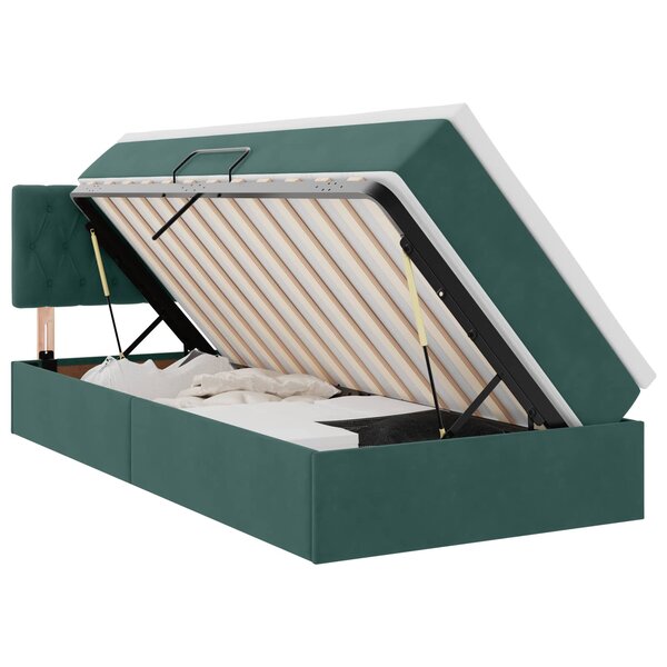 vidaXL Lit de Rangement avec matelas Vert foncé 90 x 190 cm Velours