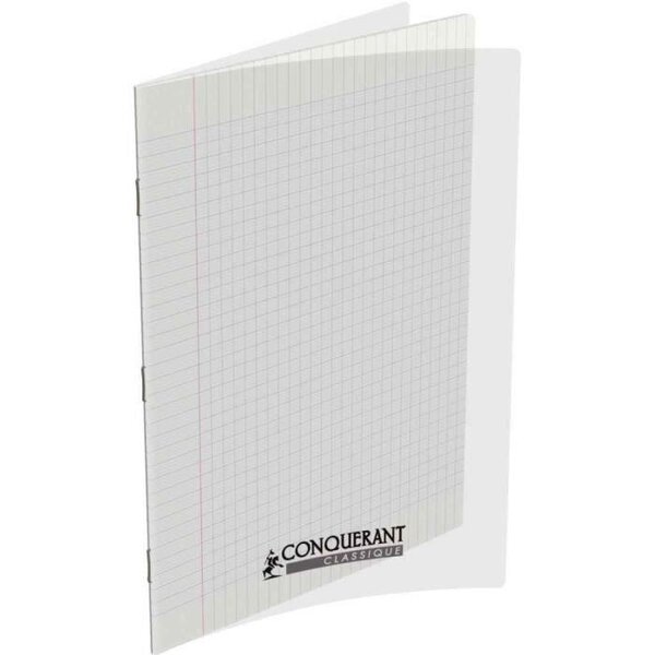 Cahier A4 140P 90G grands carreaux PP incolore CONQUÉRANT