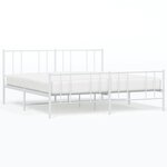 vidaXL Cadre de lit métal avec tête de lit/pied de lit blanc 183x213cm