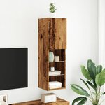 vidaXL Meuble TV avec lumières LED vieux bois 30 5x30x102 cm