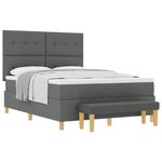 vidaXL Lit à ressorts avec coussin Gris foncé 200 x 140 cm tissu