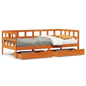 vidaXL Lit de jour avec tiroirs sans matelas cire marron 90x200cm bois
