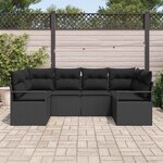 vidaXL Ensemble de canapé de jardin avec coussin 6 Pièces Noir polyrotin