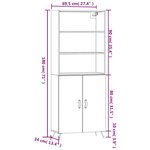 vidaXL Buffet haut Gris béton 69 5x34x180 cm Bois d'ingénierie