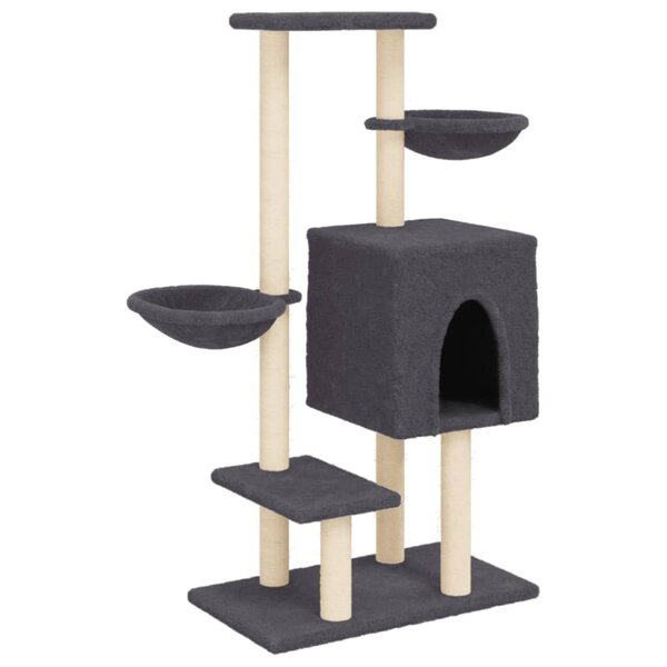 vidaXL Arbre à chat avec griffoirs en sisal gris foncé 117 cm