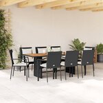 vidaXL Ensemble à manger de jardin 9Pièces coussins noir résine tressée