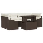 vidaXL Ensemble de canapés de jardin 7 pièces avec coussins Marron Poly Rattan