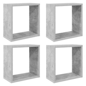 vidaXL Étagères cube murales 4 Pièces Gris béton 30x15x30 cm