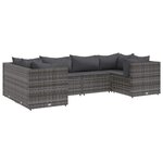 vidaXL Salon de jardin 6 Pièces avec coussins Gris Résine tressée