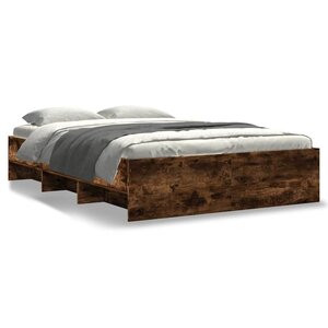 vidaXL Cadre de lit sans matelas chêne fumé 120x190 cm bois ingénierie