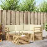 vidaXL Ensemble de canapés d'extérieur 5 Pièces Blanc et crème Polyester