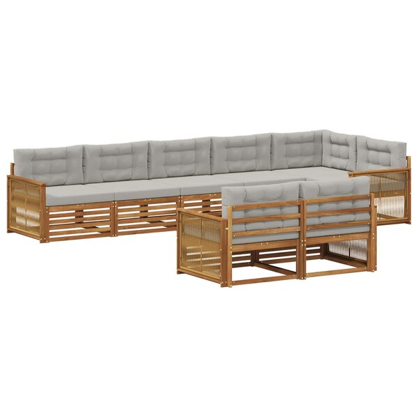 vidaXL Ensemble de canapés d'extérieur 8 pc Naturel et gris clair