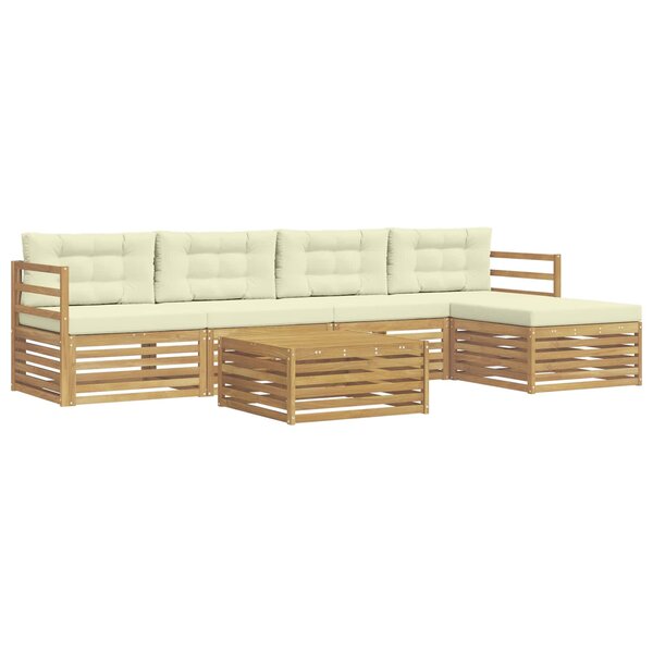 vidaXL Ensemble de canapés d'extérieur 6 pc Blanc et crème Polyester