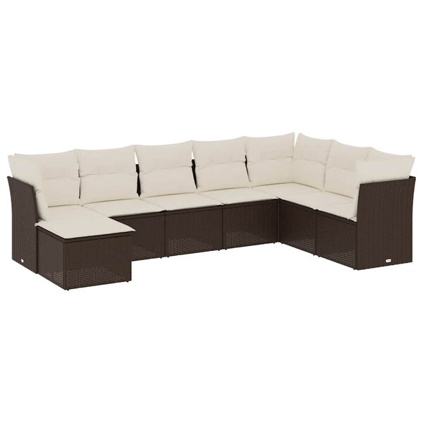 vidaXL Salon de jardin 8 Pièces avec coussins marron résine tressée