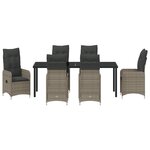 vidaXL Set de dîner de jardin 7 pièces avec coussins gris en rattan