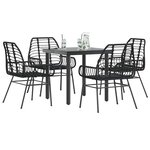 vidaXL Ensemble à manger de jardin 5 Pièces noir résine tressée verre