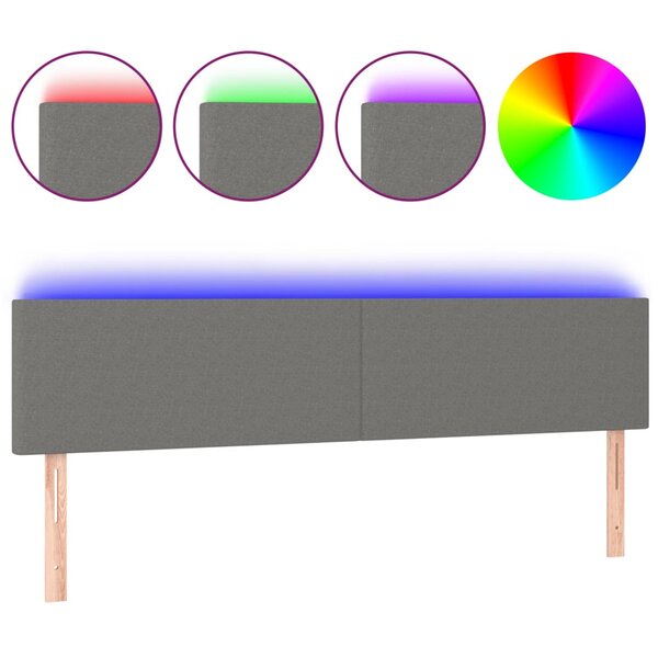 vidaXL Tête de lit à LED Gris foncé 160x5x78/88 cm Tissu