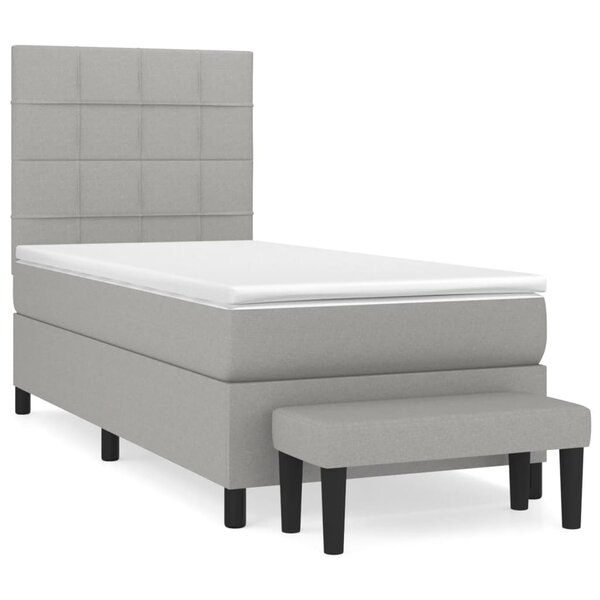 vidaXL Sommier à lattes de lit avec matelas Gris clair 80x200 cm Tissu