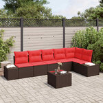 vidaXL Ensemble de canapé de jardin 7 Pièces Marron polyrotin